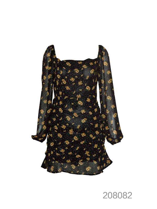 Black Floral Mini Dress