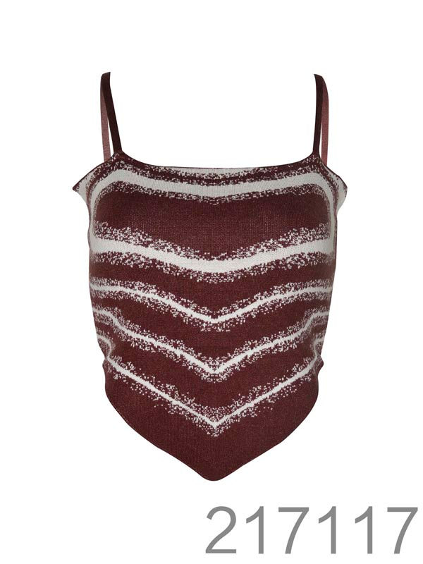 Thumbnail: Brown and White Singlet Knit Top