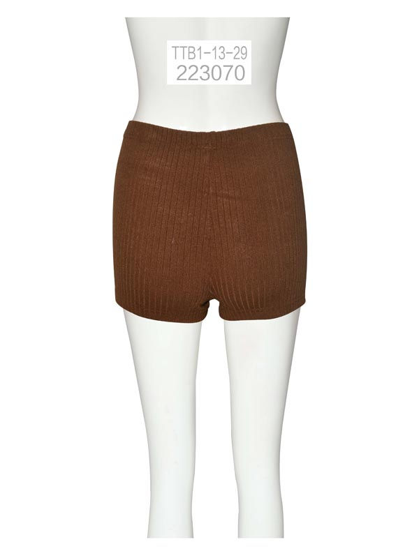 Thumbnail: High Waisted Knit Chocolate Brown Shorts