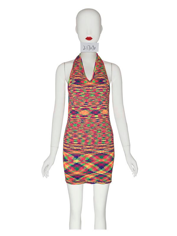 Thumbnail: Beachside Rainbow Knit Halter Dress