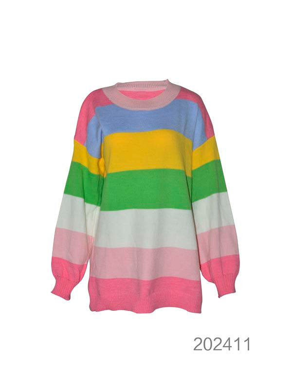Thumbnail: Multi Colour Striped Oversized Jumper