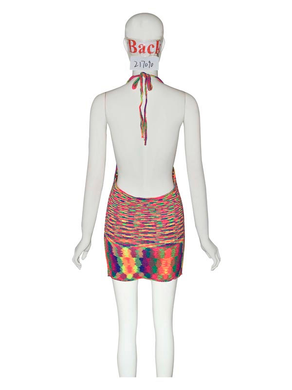 Thumbnail: Beachside Rainbow Knit Halter Dress