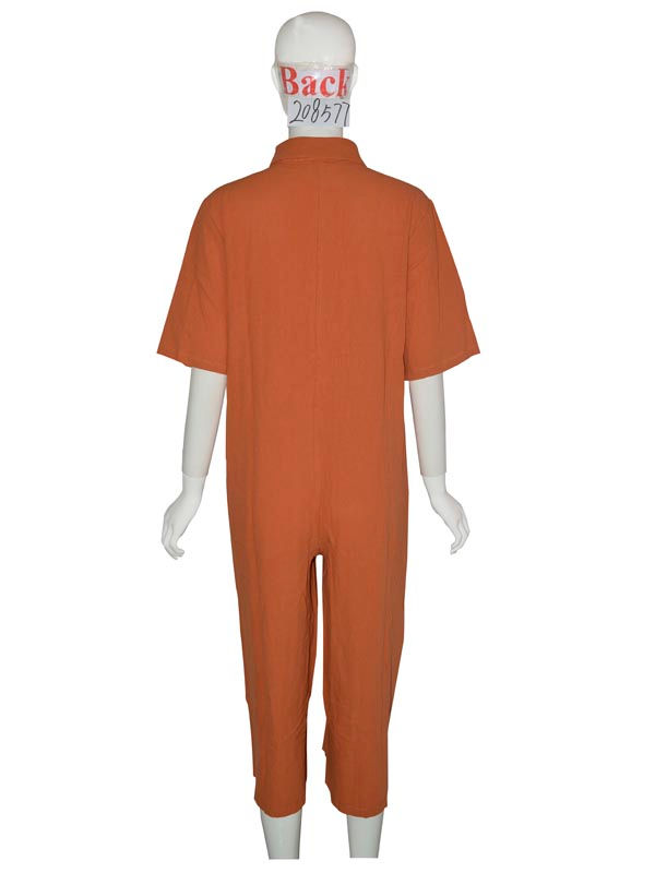 Thumbnail: Short Sleeve Natural Button Up Jumpsuit
