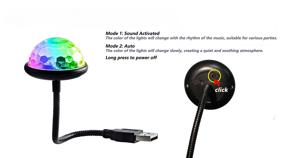 USB Mini Disco Ball Light USB Car Atmosphere Light RGB Dj Lighting Sound Party B