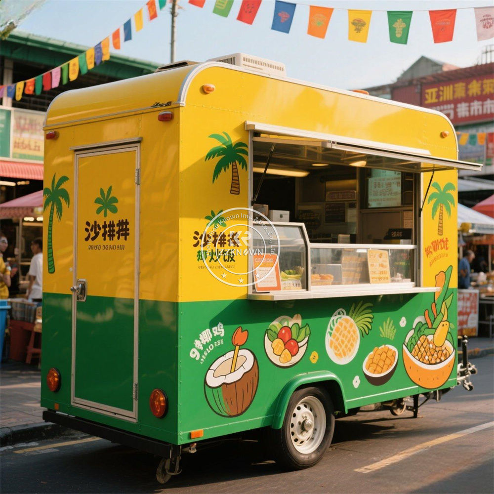 Street Mobile Ice Cream Cart Coffee Food Trailer Fried Chicken Hot Dog Pizza Tra