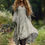 Thumbnail: New Spring Autumn Long Sleeved Pullover Bohemian Women's V Neck Robe Dresses Vin