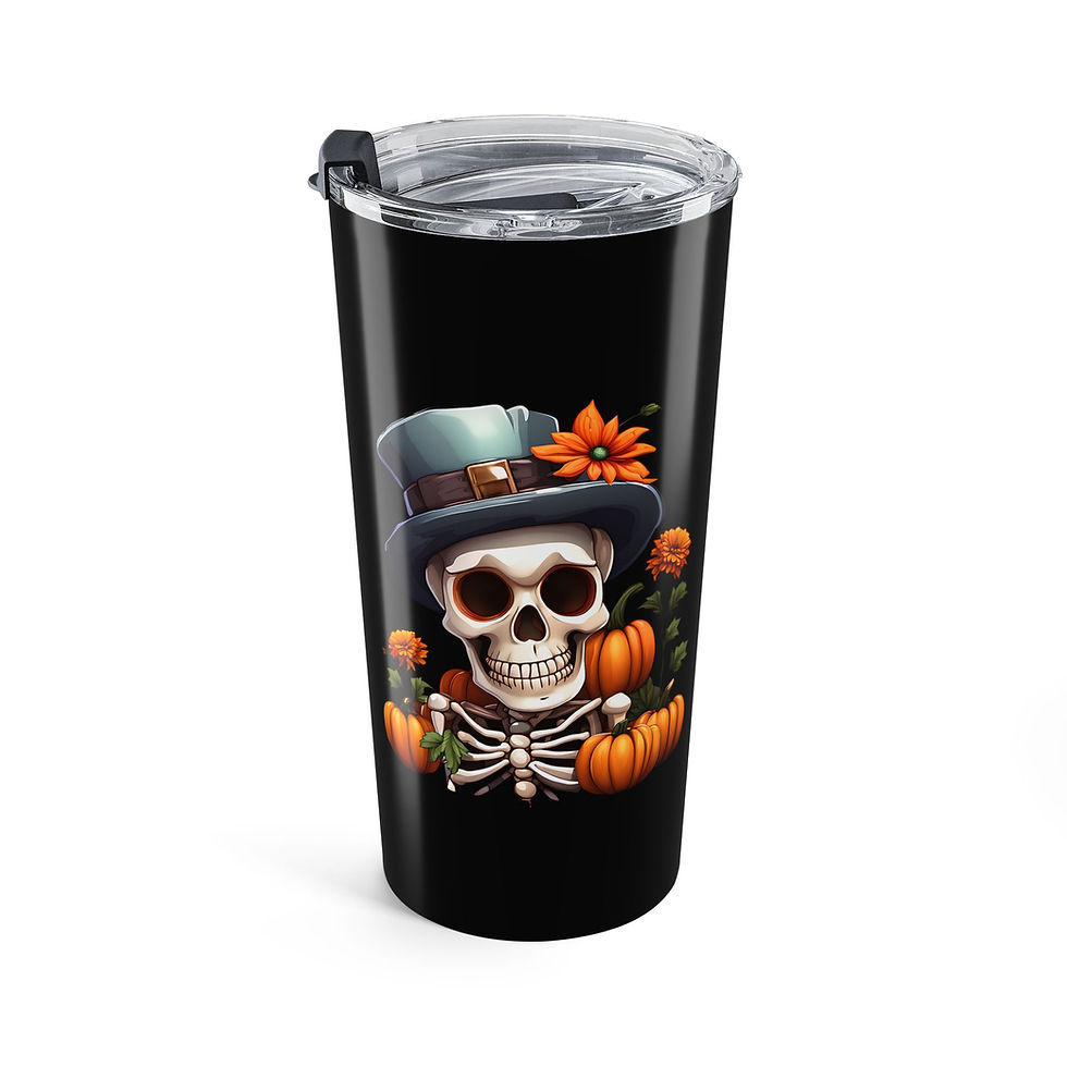 Thumbnail: Skull & Pumpkin Tumbler 20oz |  Halloween Decor, Double-Wall Insulated Drinkware