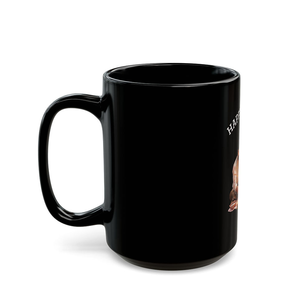 Thumbnail: Festive Black Mug with Colorful Floral Design, Unique Coffee Cup for Diwali