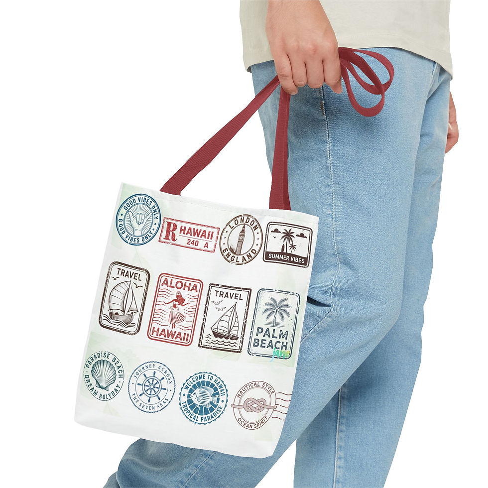 Thumbnail: Tote Bag with Travel Stamp Design