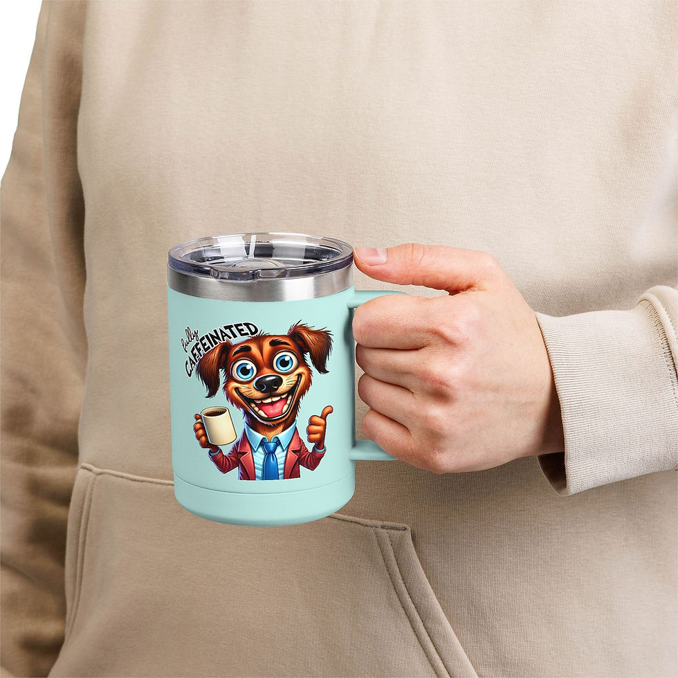 Thumbnail: Travel Mug -  Funny Coffee Tumbler 15oz | Happy Face on Front-Grumppy on Back