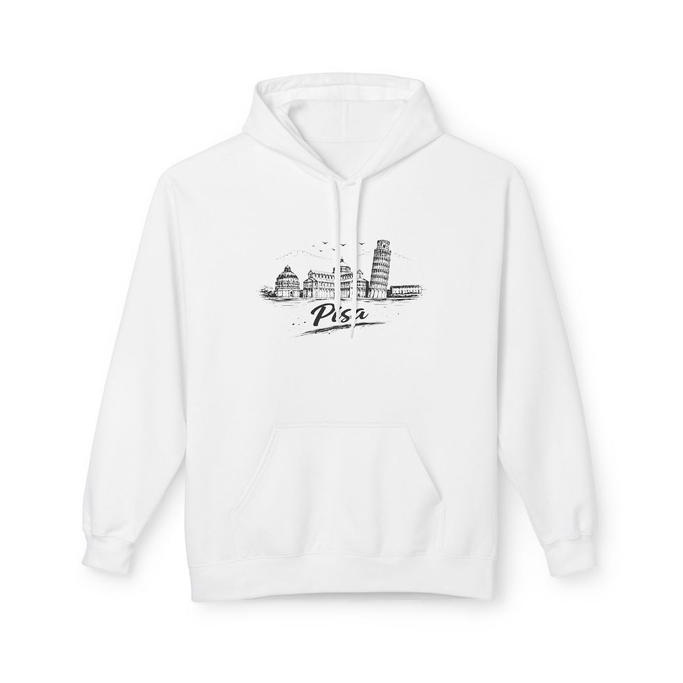 Thumbnail: Pisa-Melun Skyline Hoodie — Minimal French Cityscape Pullover