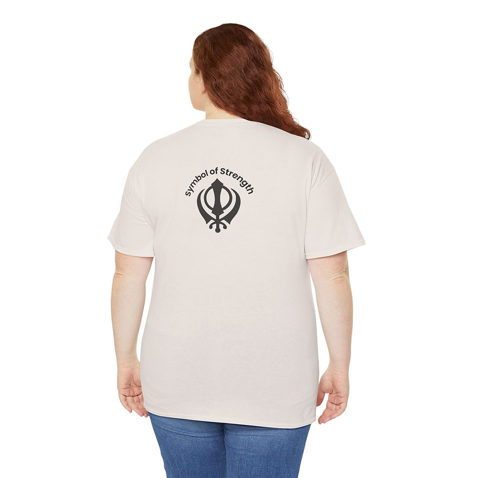 Thumbnail:  Sikh Symbol-Themed Unisex Heavy Cotton Tee, Symbol of Strength
