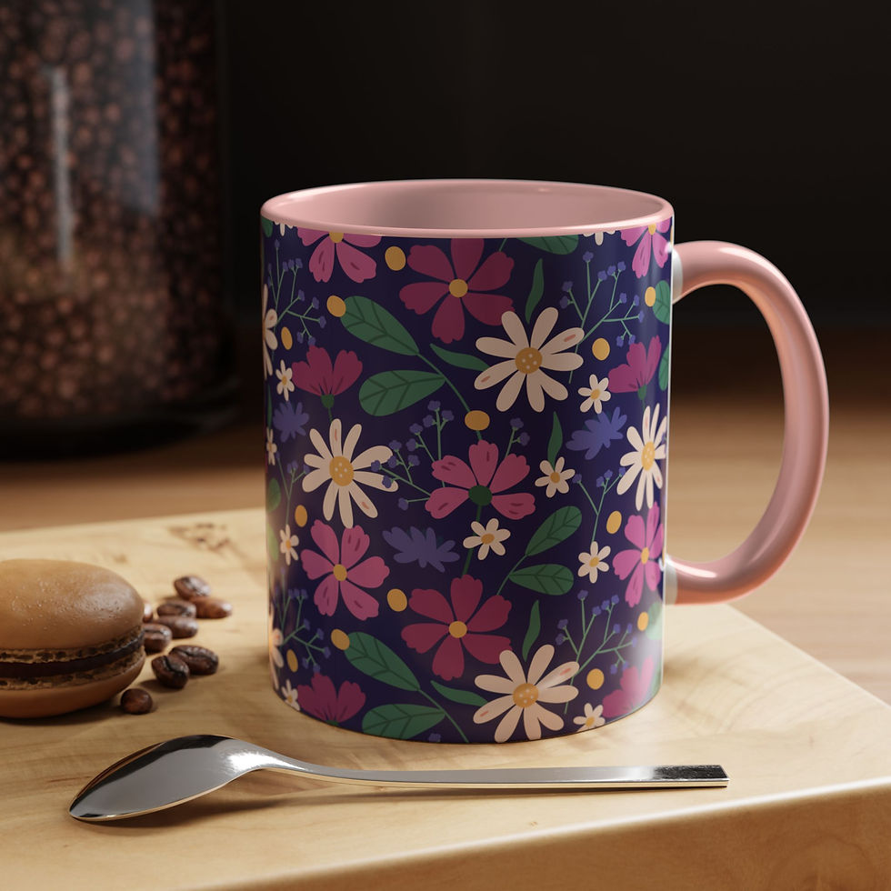 Thumbnail: Floral Pattern Coffee Mug | Beautiful Flower Design | Colorful Interior & Handle