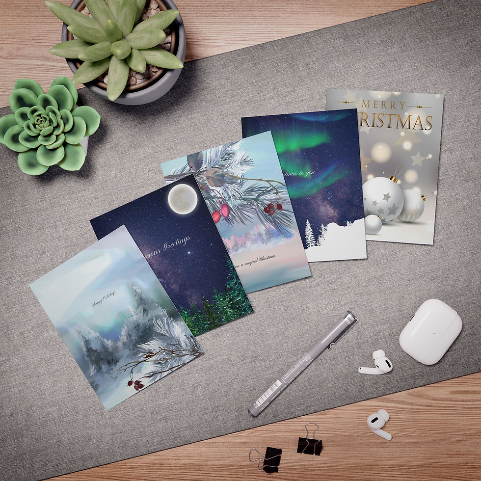 Christmas Greeting Card Set - 5-Pack of Joyful Holiday Designs