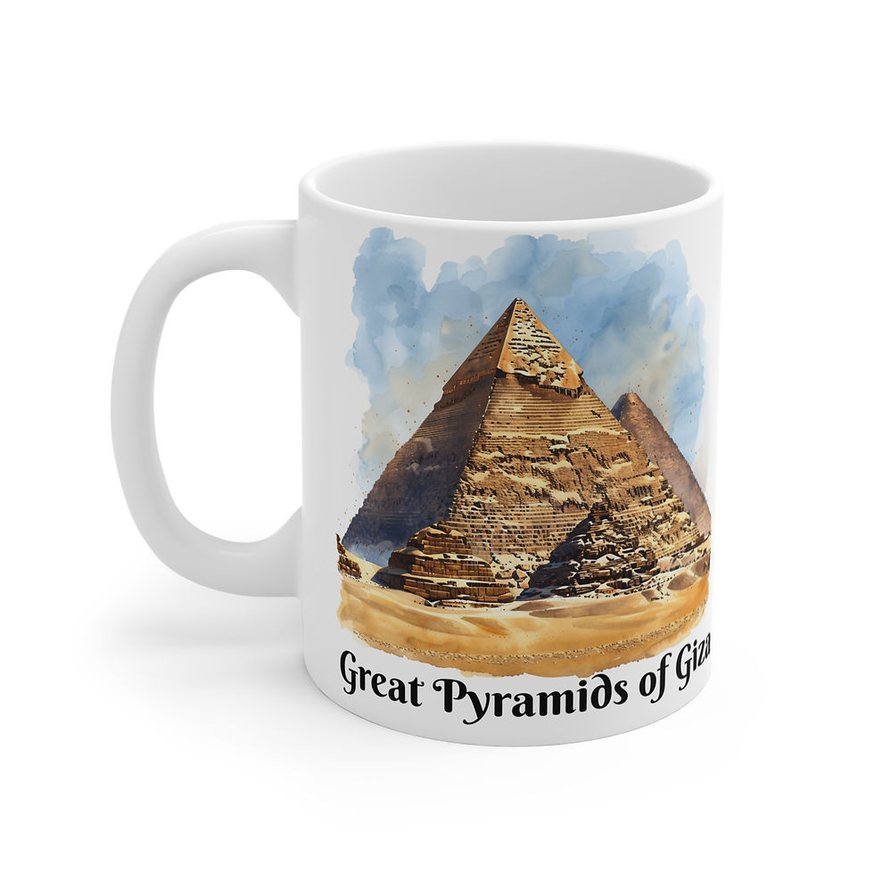 Thumbnail: Great Pyramids of Giza Sketch Mug — Vintage Cityscape 11oz Travel Coffee Cup