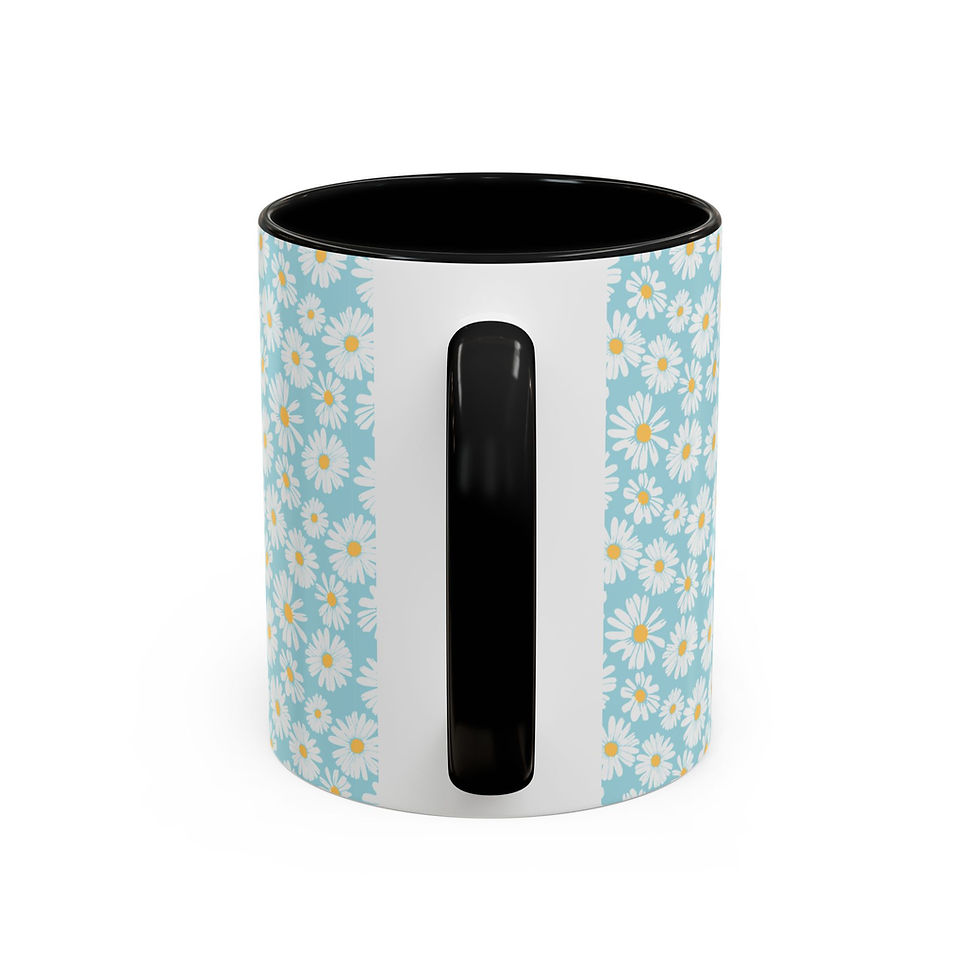 Thumbnail: Floral Pattern Ceramic Coffee Mug | Flower Design | Colorful Interior & Handle
