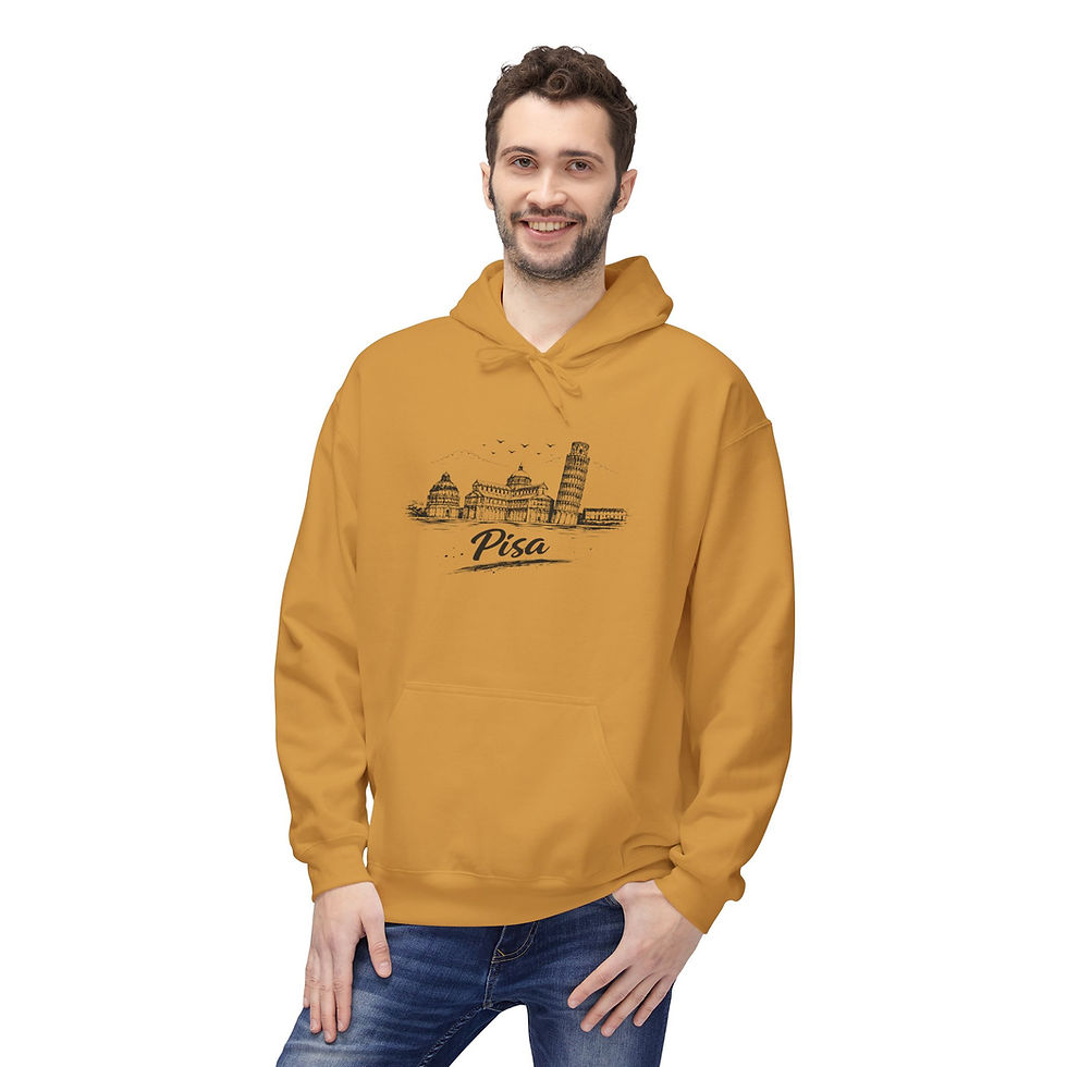 Thumbnail: Pisa-Melun Skyline Hoodie — Minimal French Cityscape Pullover