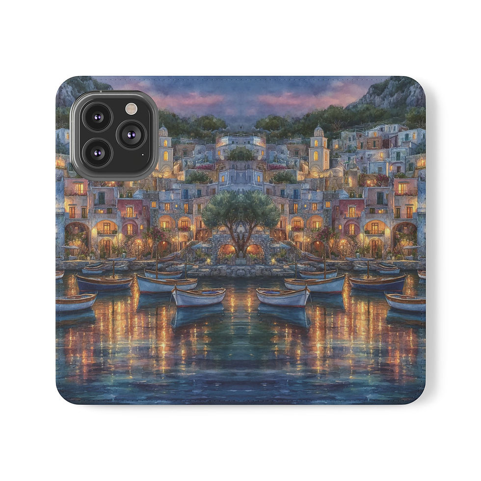 Thumbnail: Phone Flip Case — Cute Vintage Backpack Design, Card Slots