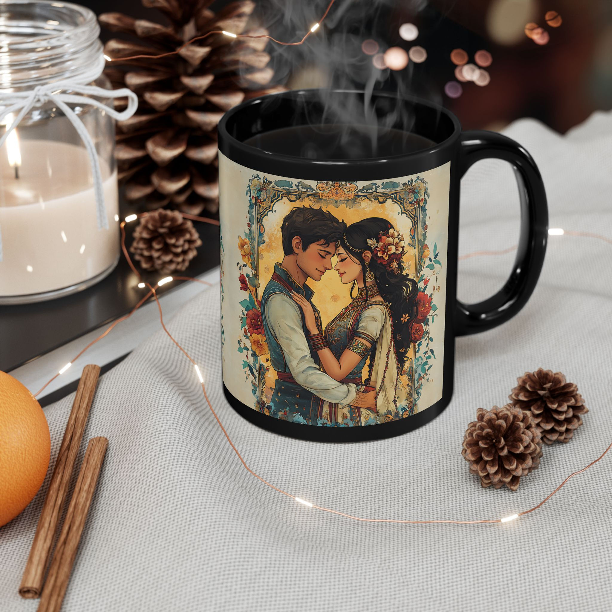 Bollywood-Themed Black Mug | Unique Coffee Cup for Gift