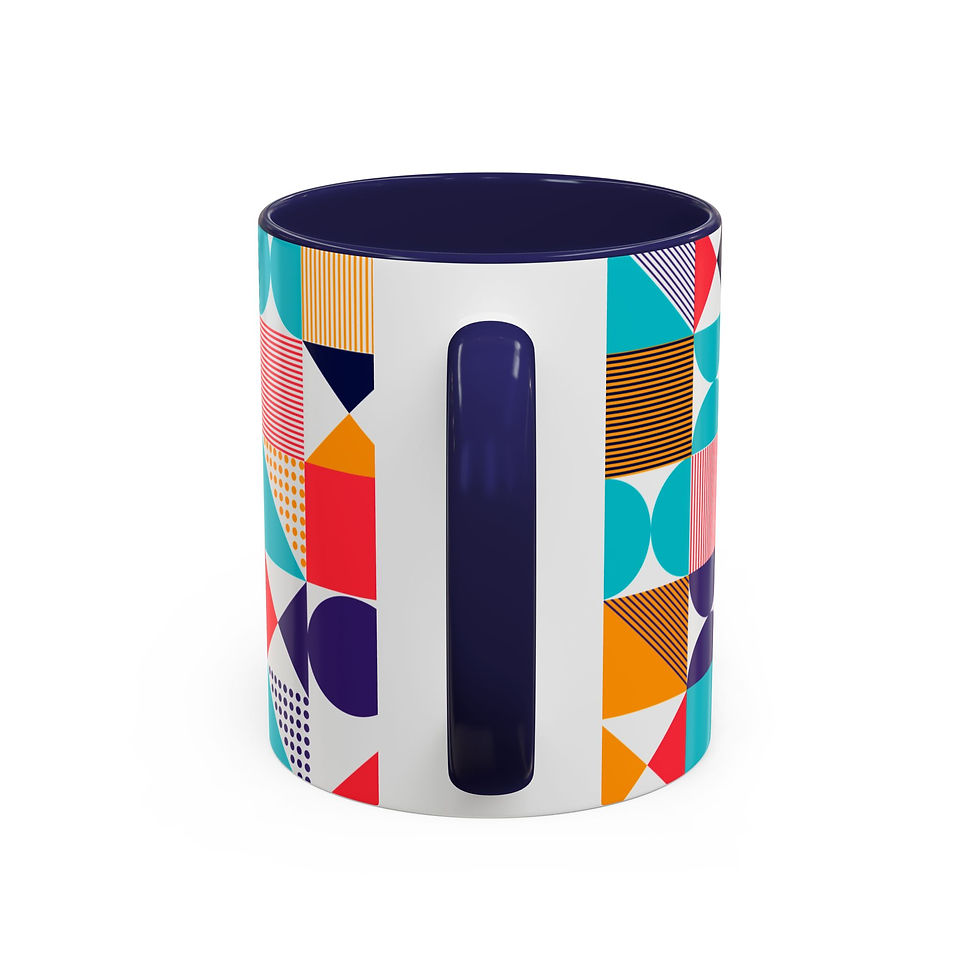 Thumbnail: Geometric Pattern Ceramic Coffee Mug | Modern Design | Colorful Interior &Handle
