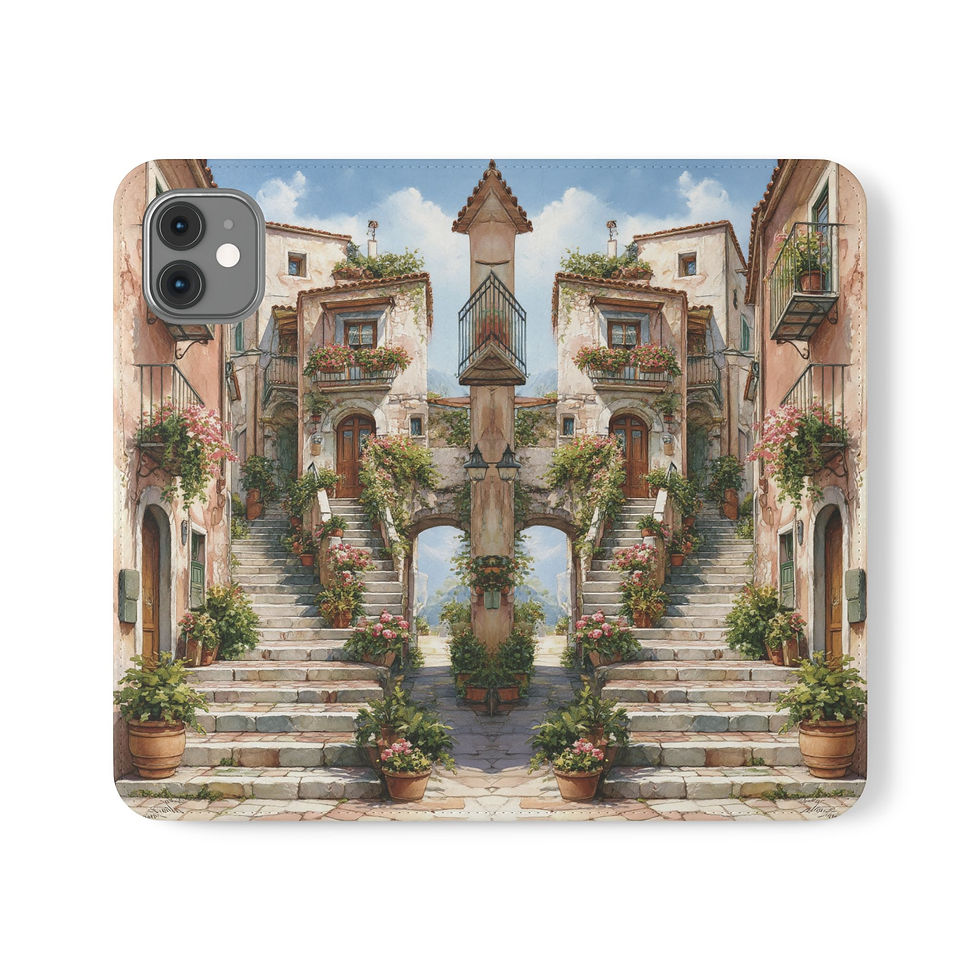 Thumbnail: Phone Flip Case — Cute Vintage Backpack Design, Card Slots