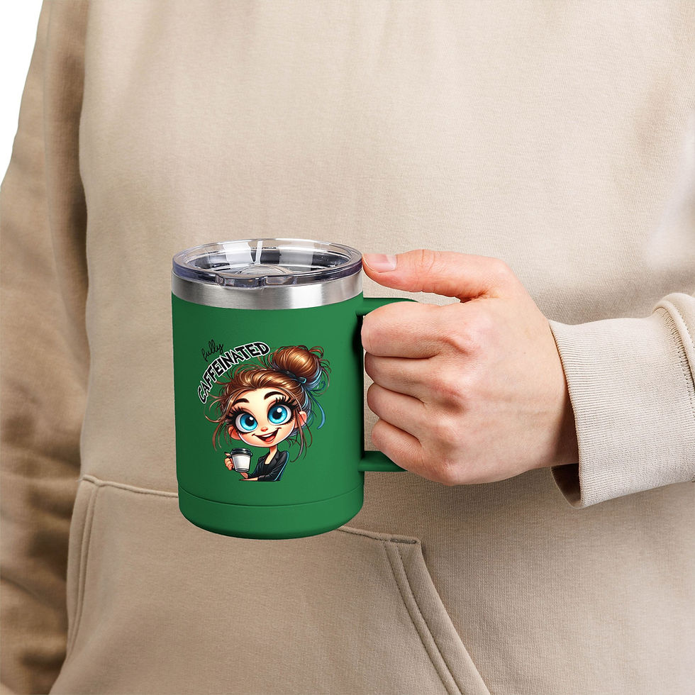 Thumbnail: Travel Mug -  Funny Coffee Tumbler 15oz | Happy Face on Front-Grumppy on Back