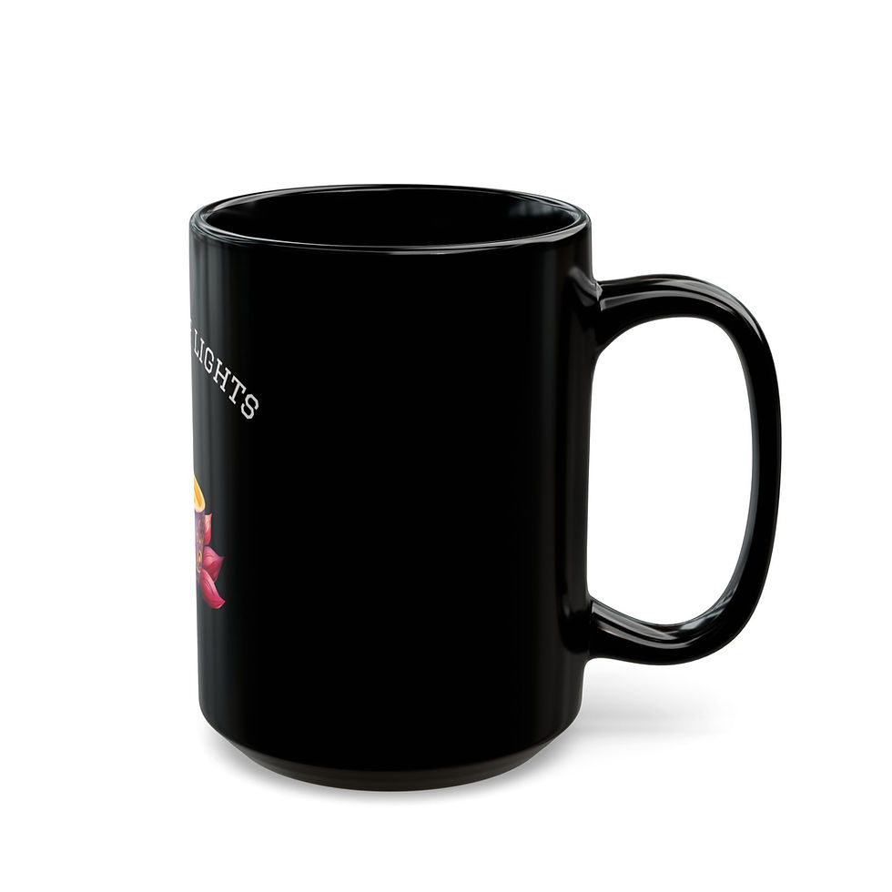 Thumbnail:  Festive Black Mug with Colorful Floral Design, Unique Coffee Cup for Diwali