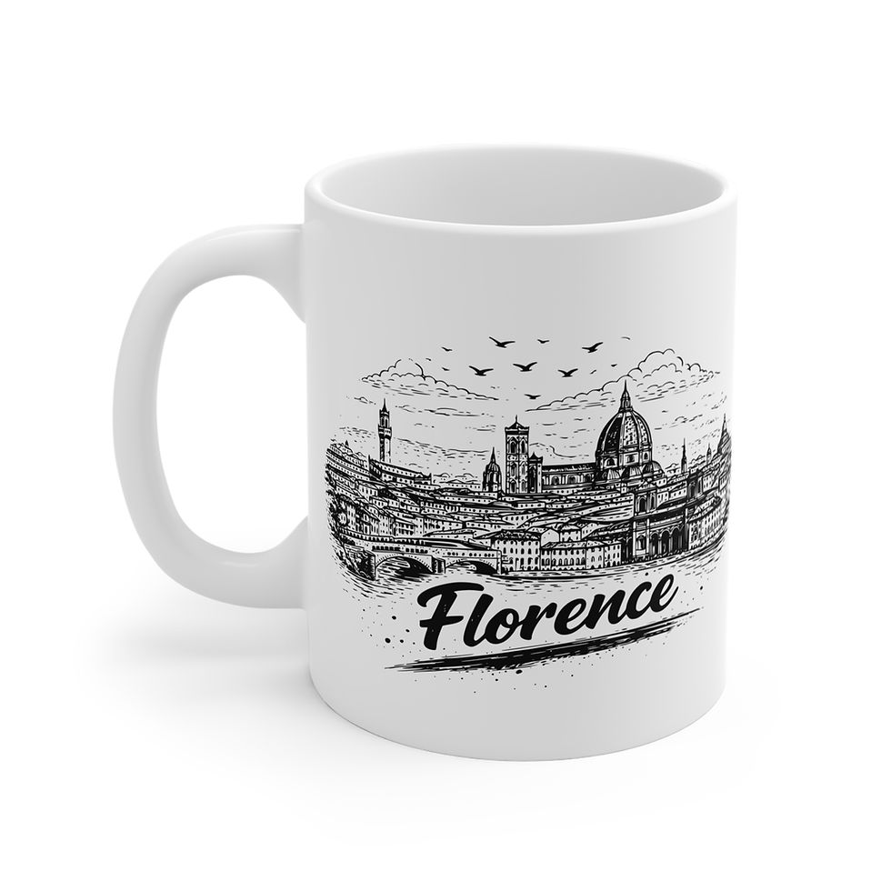 Thumbnail: Florence Sketch Mug — Vintage Cityscape 11oz Travel Coffee Cup