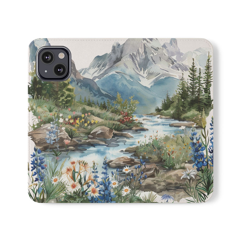 Thumbnail: Phone Flip Case — Cute Vintage Backpack Design, Card Slots