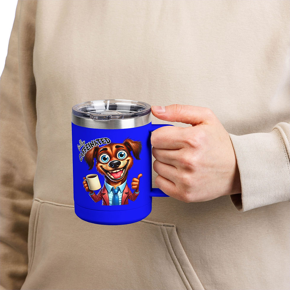 Thumbnail: Travel Mug -  Funny Coffee Tumbler 15oz | Happy Face on Front-Grumppy on Back