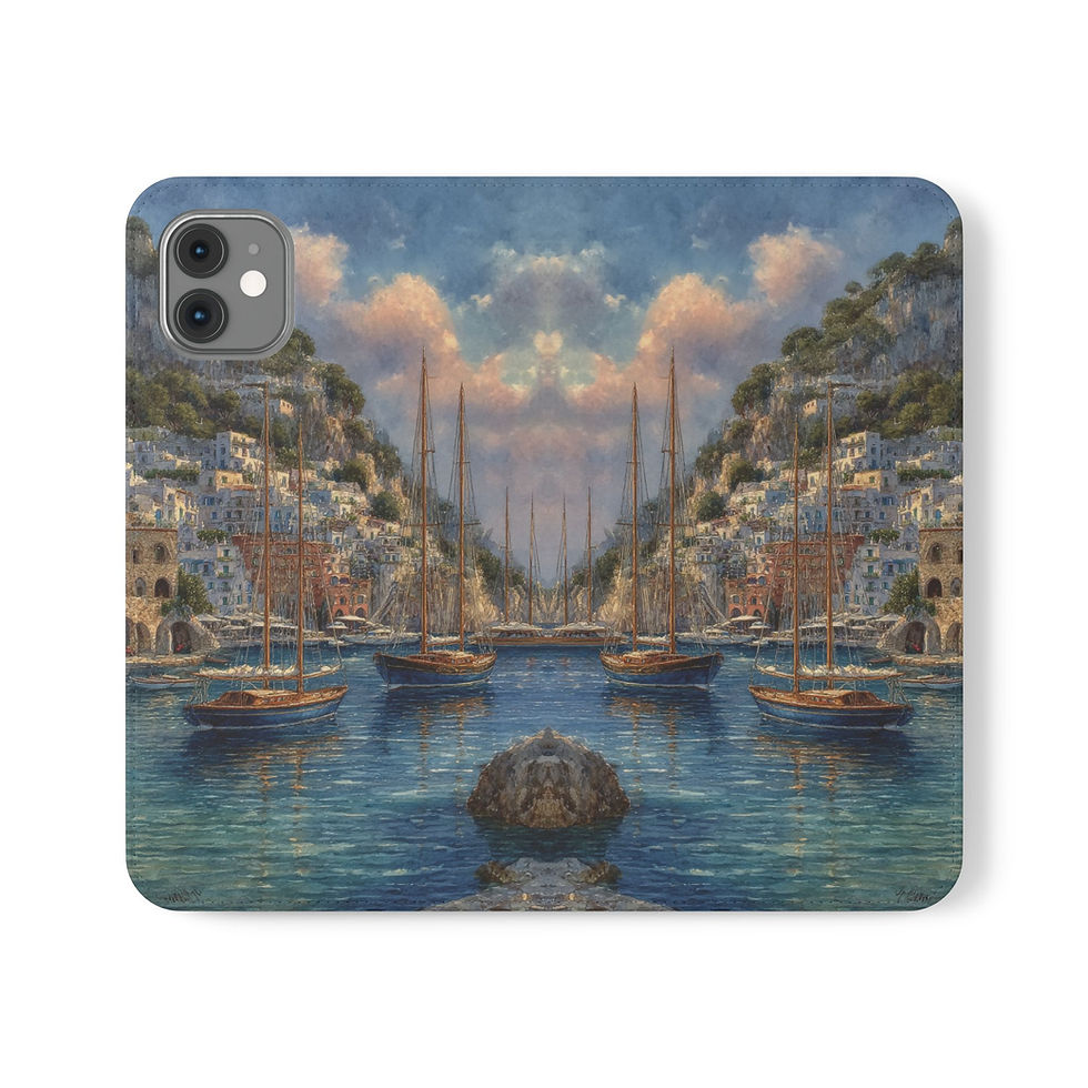 Thumbnail: Flip Case — Cute Vintage Backpack Design, Card Slots