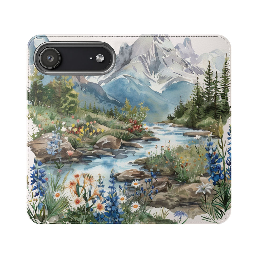 Thumbnail: Phone Flip Case — Cute Vintage Backpack Design, Card Slots