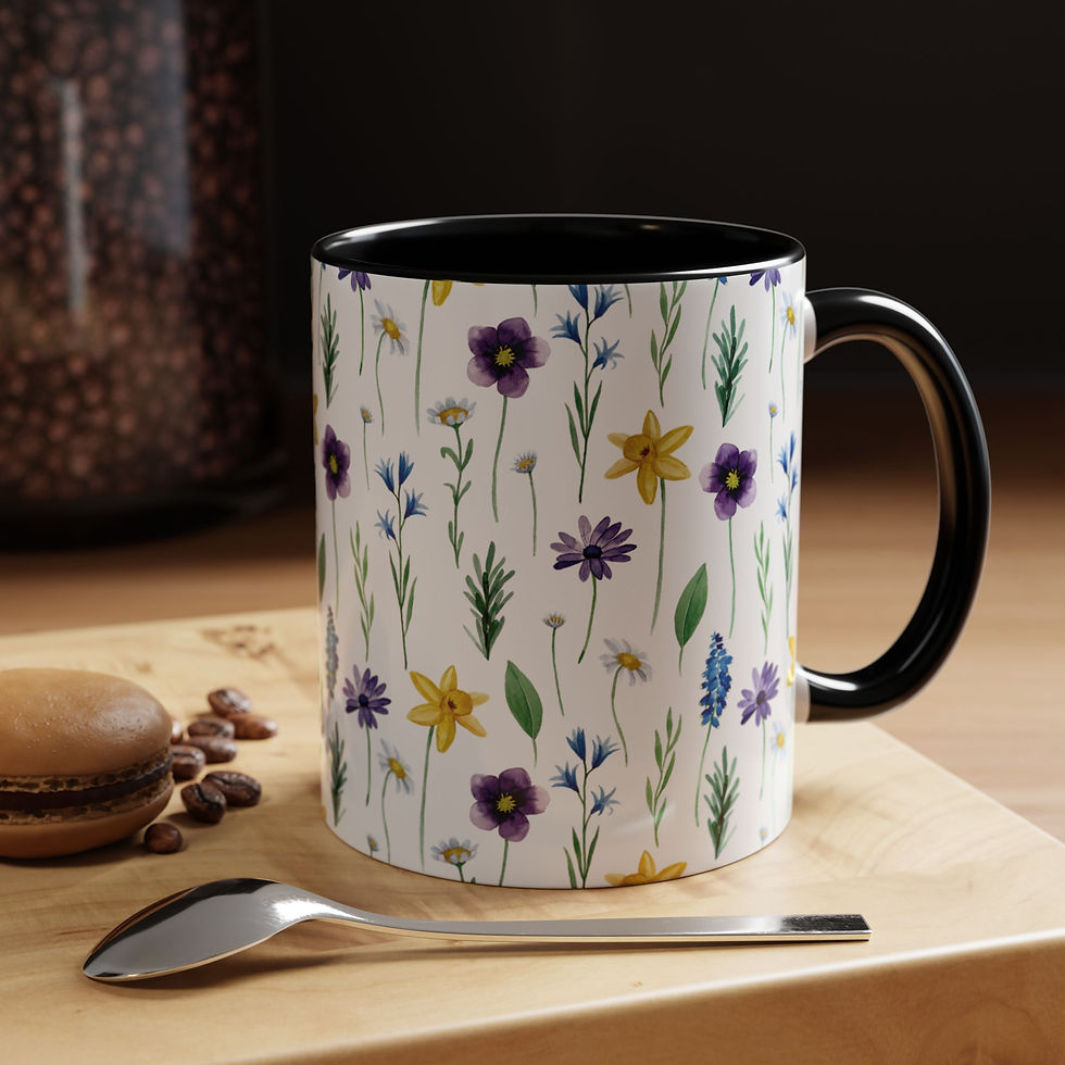 Thumbnail: Floral Pattern Ceramic Coffee Mug | Colorful Interior & Handle | Perfect Gift 