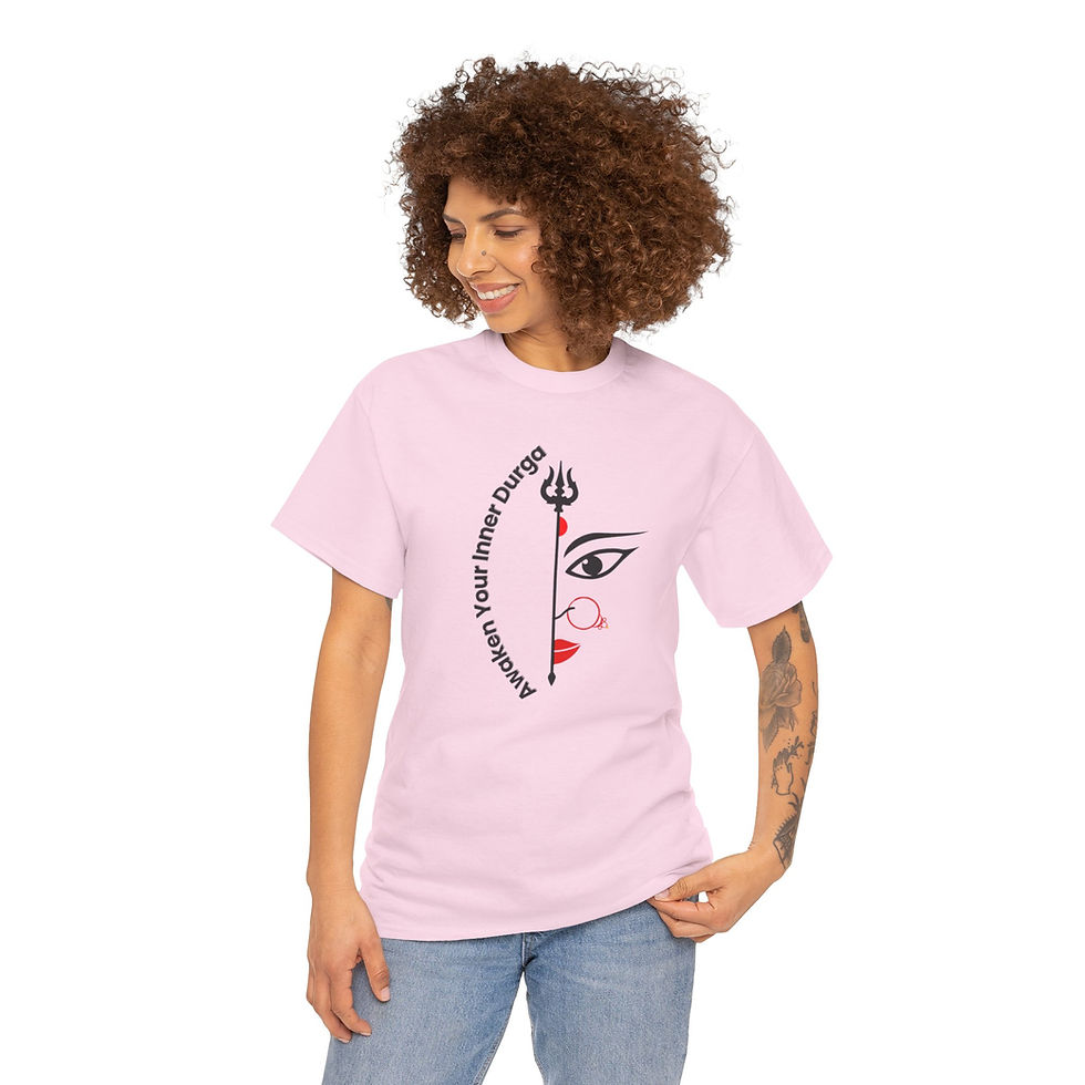 Thumbnail: Durga-Inspired Adventure Tee, Unisex Cotton T-Shirt, India-Themes Shirt
