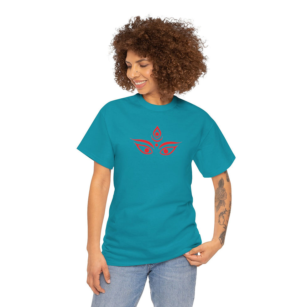 Thumbnail: Durga-Themed Unisex Heavy Cotton Tee,  Symbol of Strength