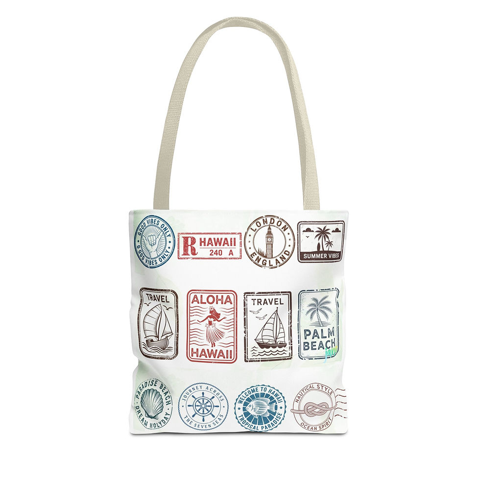 Thumbnail: Tote Bag with Travel Stamp Design