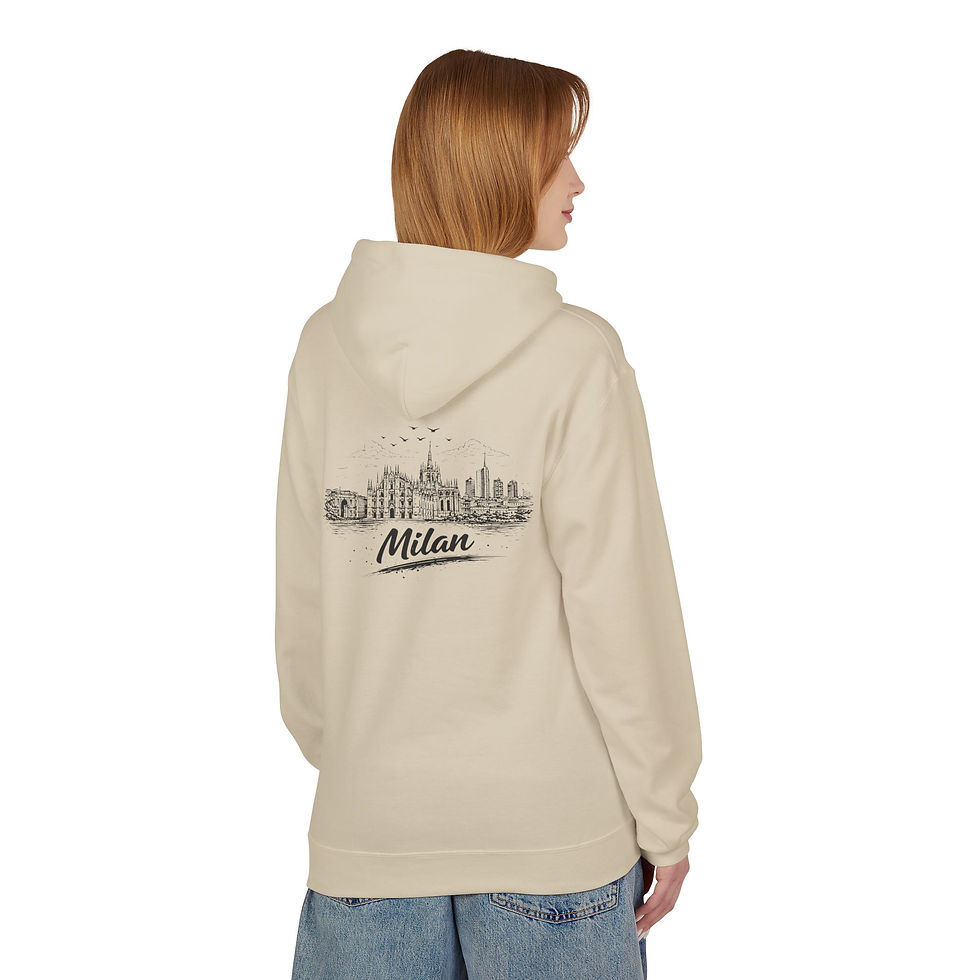 Thumbnail: Milan -Melun Skyline Hoodie — Minimal French Cityscape Pullover