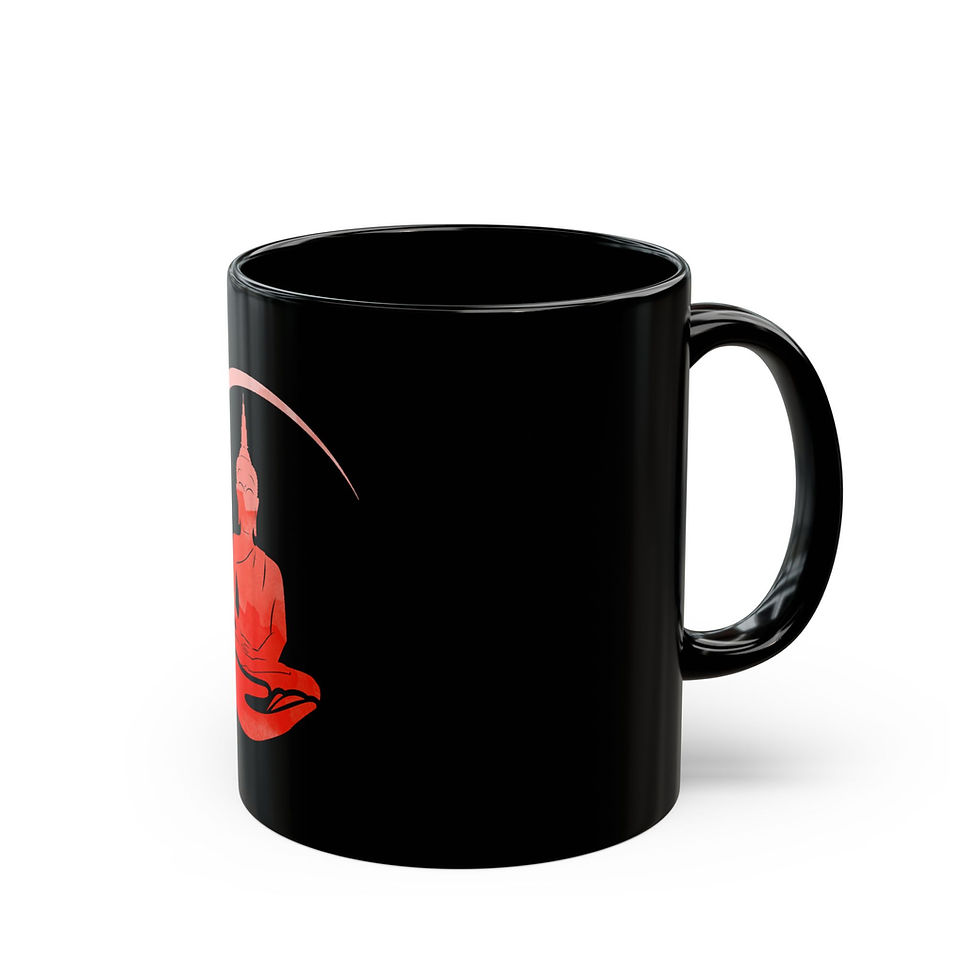 Thumbnail: Budha Black Mug , Unique Coffee Cup for Gifts. Meditation 