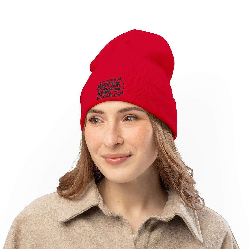 Travel-Themed Knit Beanie - Perfect for Adventurers, Winter Style
