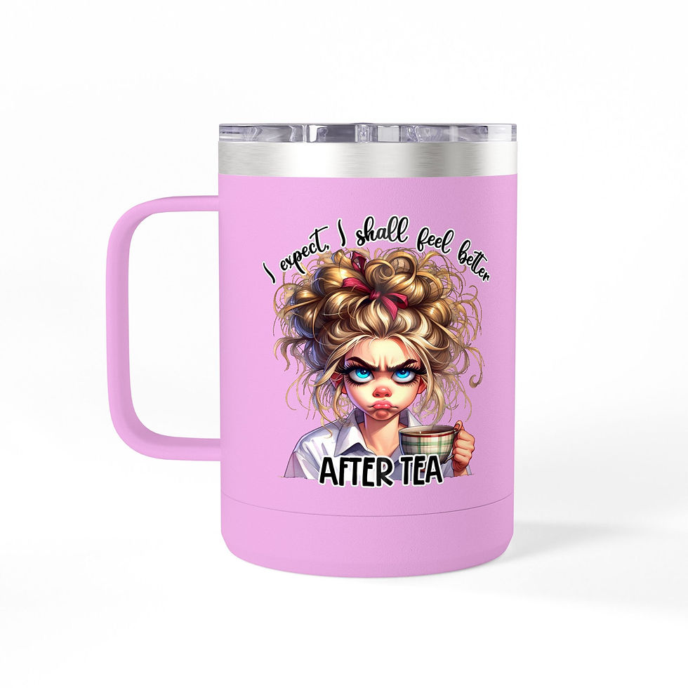 Thumbnail: Travel Mug -  Funny Coffee Tumbler 15oz | Happy Face on Front-Grumppy on Back