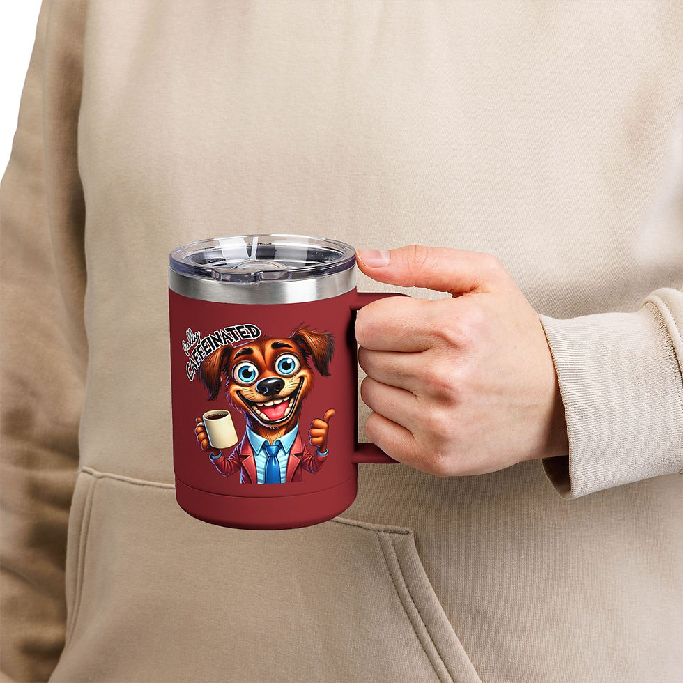 Thumbnail: Travel Mug -  Funny Coffee Tumbler 15oz | Happy Face on Front-Grumppy on Back