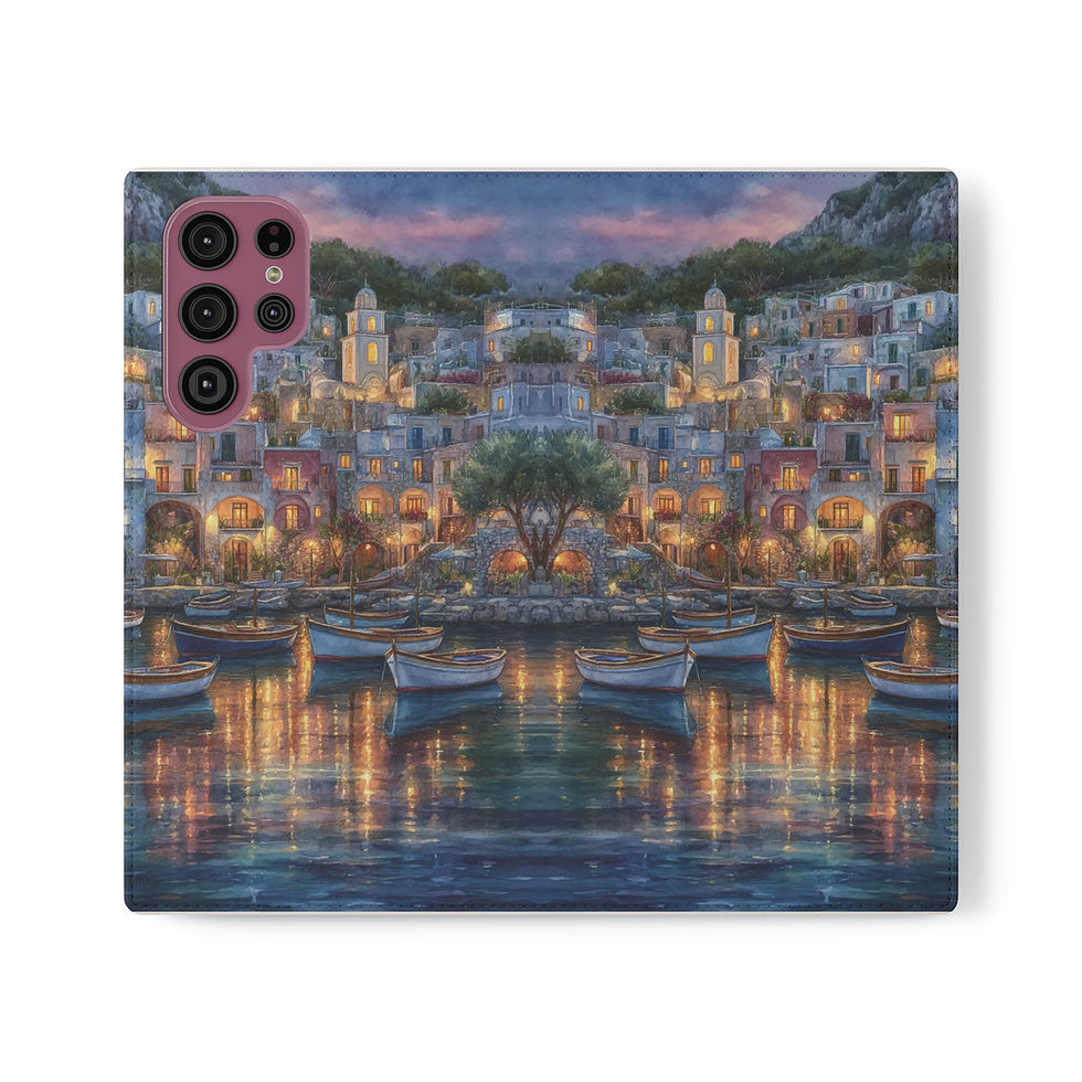 Thumbnail: Phone Flip Case — Cute Vintage Backpack Design, Card Slots