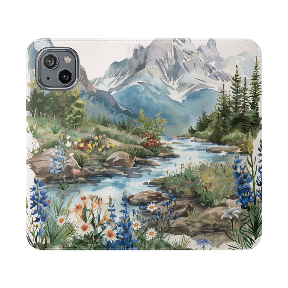Thumbnail: Phone Flip Case — Cute Vintage Backpack Design, Card Slots