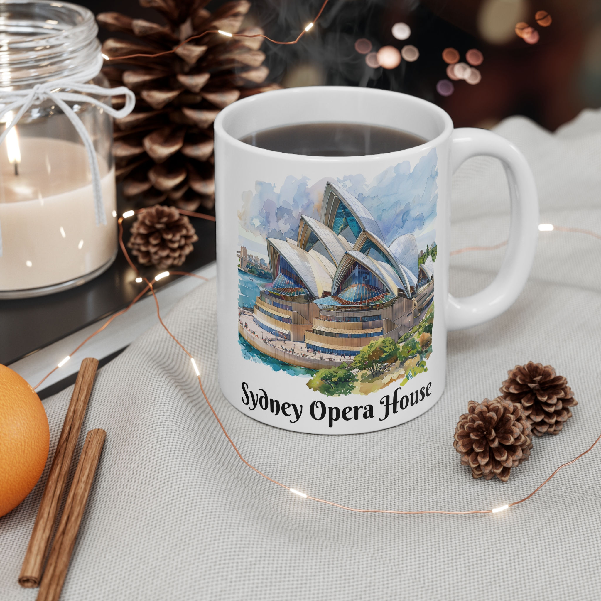 Sydney Opera House, Australia Sketch Mug — Vintage Cityscape Travel Coffee Cup