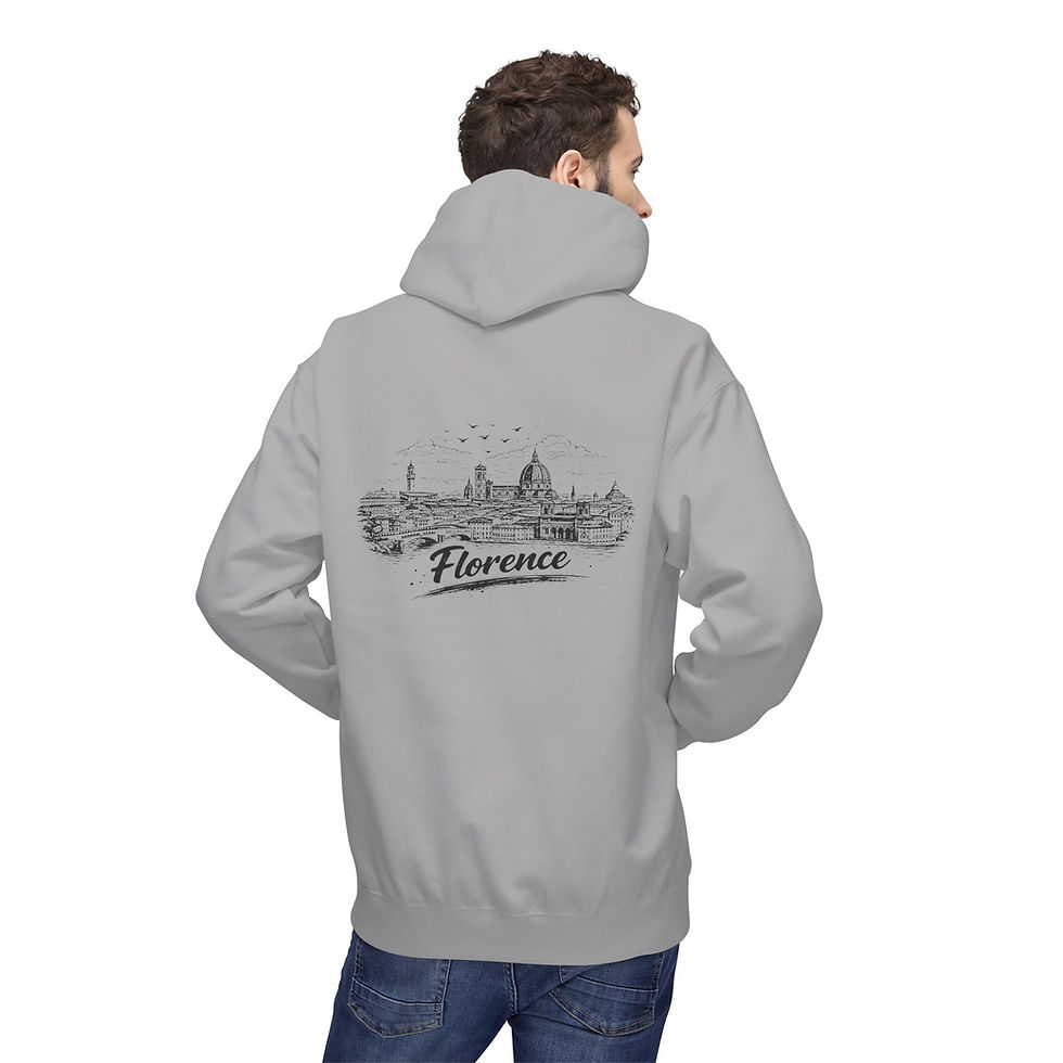 Thumbnail: Florence-Melun Skyline Hoodie — Minimal French Cityscape Pullover