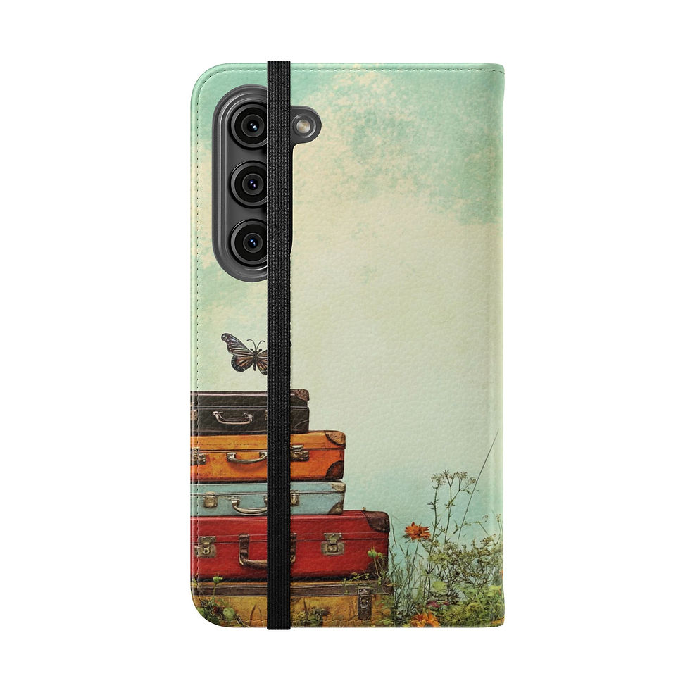 Thumbnail: Flip Case — Cute Vintage Backpack Design, Card Slots