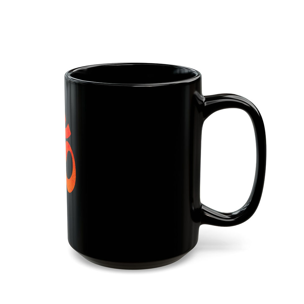 Thumbnail: Om Black Mug , Unique Coffee Cup for Gift, Meditation 