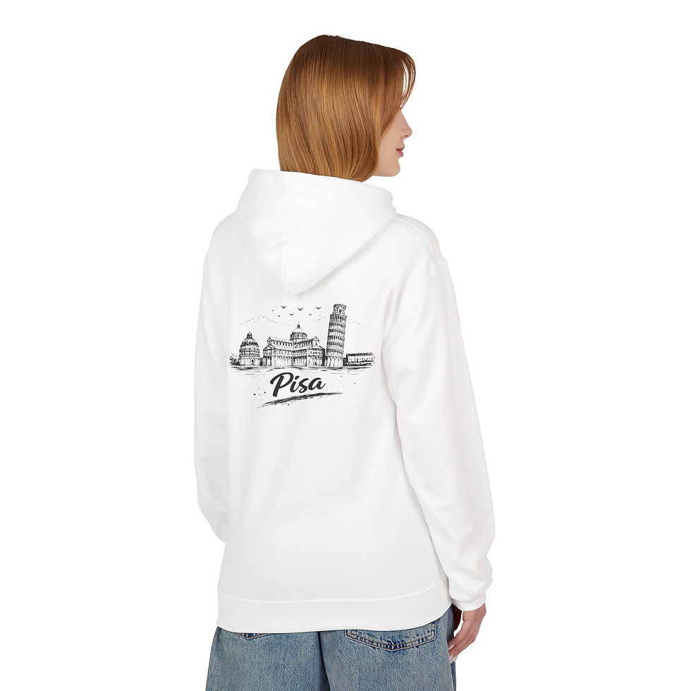 Thumbnail: Pisa-Melun Skyline Hoodie — Minimal French Cityscape Pullover