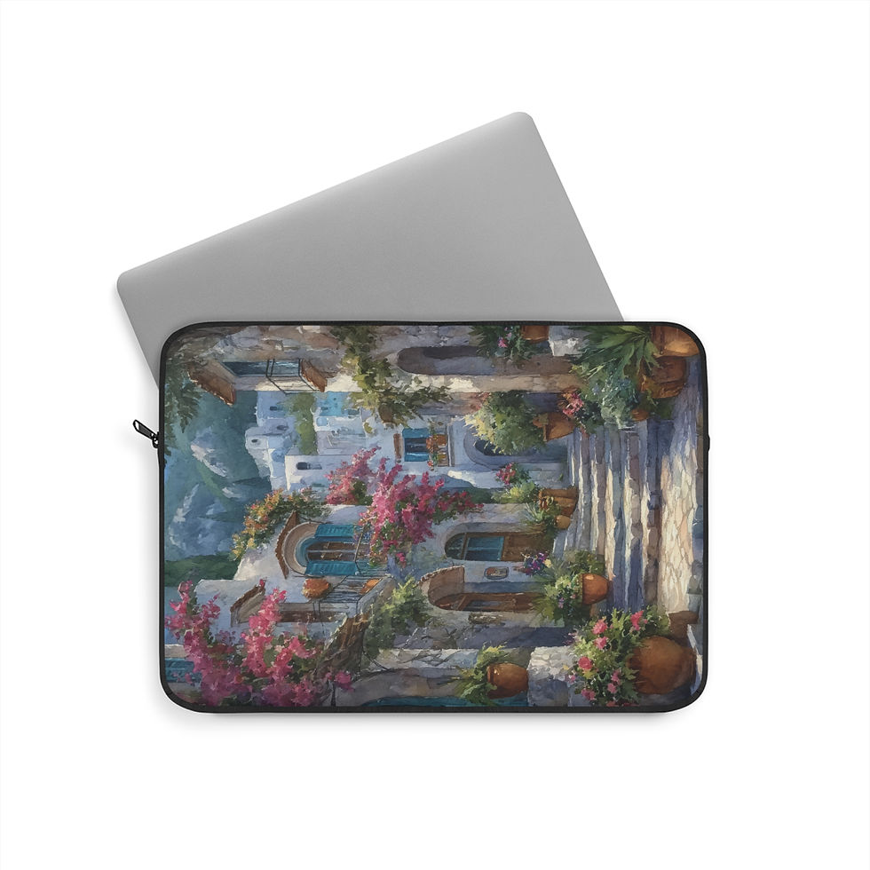 Thumbnail: Laptop Sleeve — Mediterranean Harbor Sunset Art Print