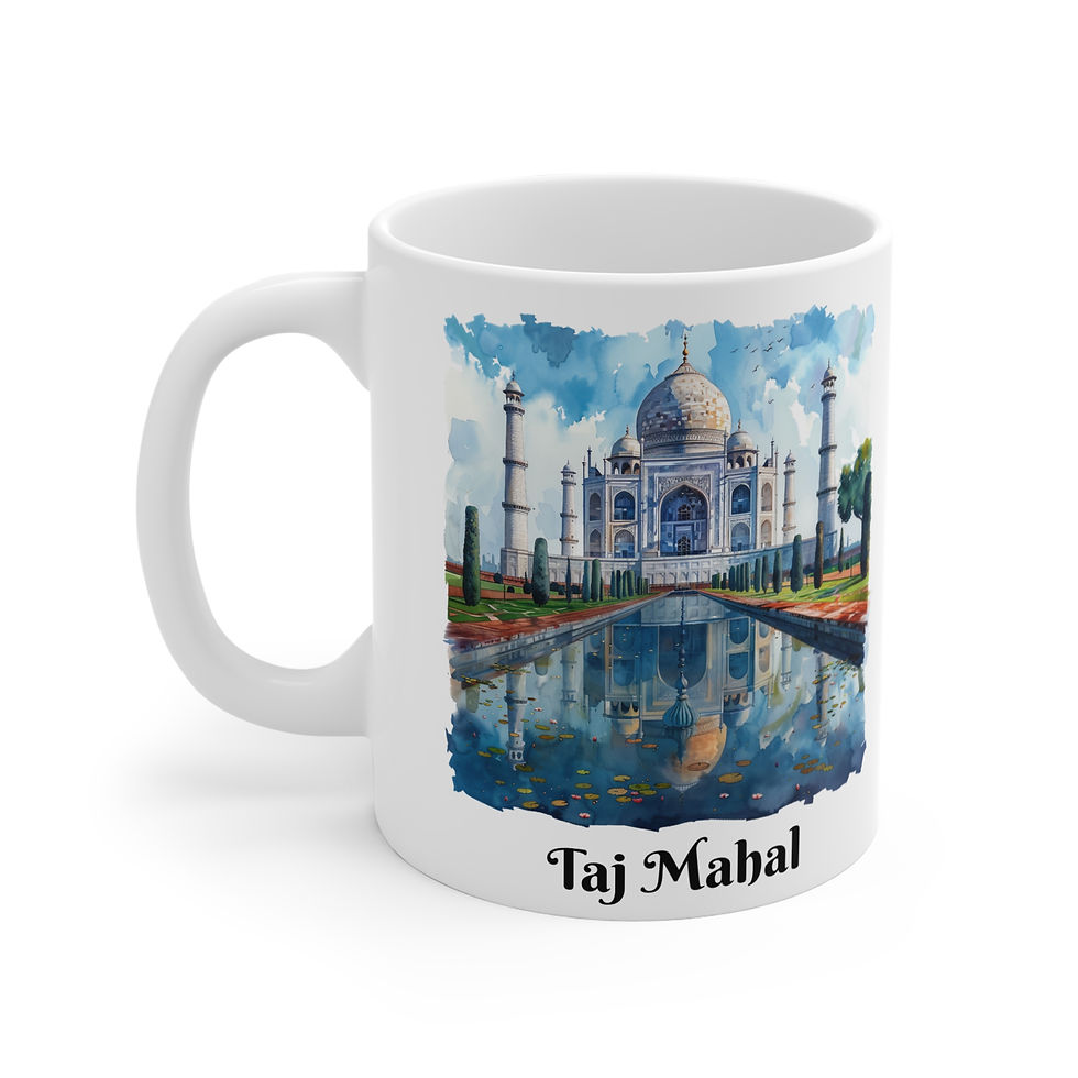 Thumbnail: Taj Mahal, India Sketch Mug — Vintage Cityscape 11oz Travel Coffee Cup
